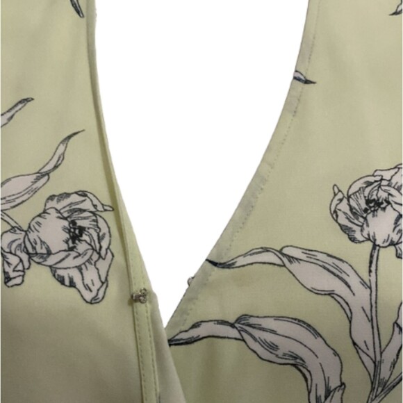 Banana Republic Floral Wrap Shirt Sheer Lined Womens XS Lime Peplum Hem Tie NWT - Picture 3 of 14